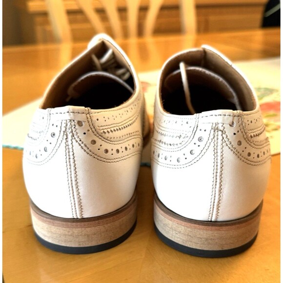3D M LIFESTYLE SIZE 9-9.5 MEN White Leather Shoes LACE UP Oxfords Wingtips EUC main image 10